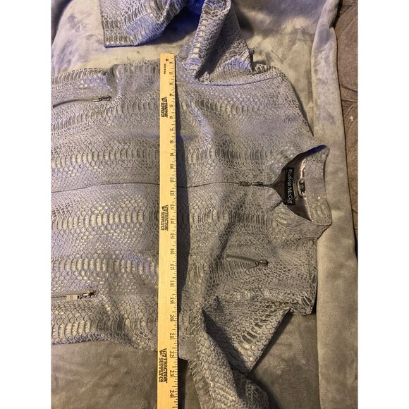Pamela McCoy Womens Snake Print Leather Jacket With Zipper Pockets - Size L - Picture 10 of 14